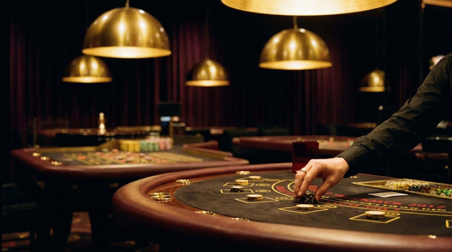 The casino floor at night