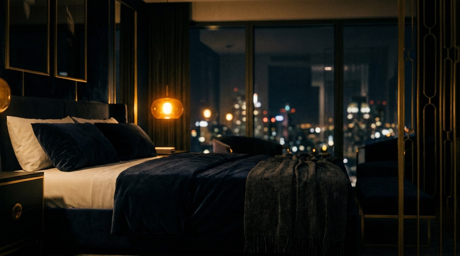 Aria Deluxe suite at night